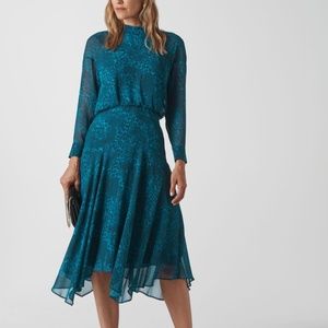 Whistles Carlotta Big Cat Printed Dress in Blue